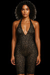 Calliope Lace Halterneck Plunge Capri Jumpsuit